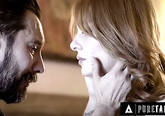 Lacy Lennon the tattooed redhead submits to deep throat and facial in taboo roleplay