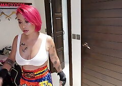 Tattooed redhead Macy Nihongo takes control with rough oral before swallowing cum