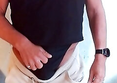 Something naughty is happening under those trainers...