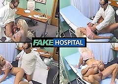 Real cheating by a blonde as she spreads her legs and fucks a doctor