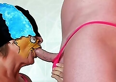 Step-mom animated gulps down sperm and gargles it