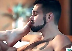 Hunk straight guy anal fucks busty blonde tranny Jamie French