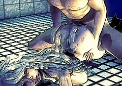 Naughty 3D animation featuring mature mom and aunty getting pummeled