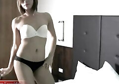 Short hair t-gal gal disrobes down and sucks Rafes pecker