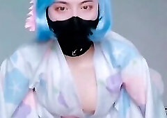 Asian Femboy rides cock in chastity