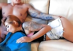 I deep-throat his cock until he fills my mouth with cum