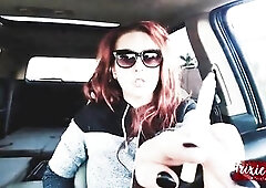 Wearing Dildo in Gas Station & Squirting in Car