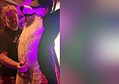 Blindfolded Canine Edged By Stepdaddy Bear Until He