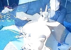 imposing and impeccable girl's pussy is dominated by men hard