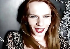 Classy Russian beauty strokes her transsexual boner in high heels