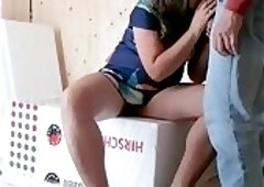 The Russian neighbor came to me to get to know me better and milked my cock and balls