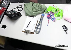 Blond Hair Lady bikini teenager thief blows officers knob