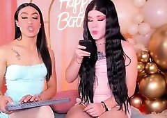 Big Tits Tranny Jerking her Big Hard Cock