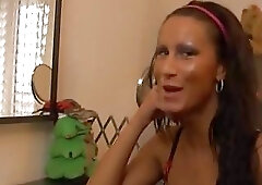 Ladyboy Paris Deluxxxe has her ass drilled after an interview