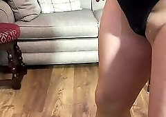 Sissy Weary Shiny Pantyhose & Gym Leotard Ready to Exercise.