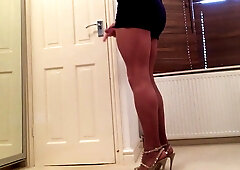 Cumshot in blue dress. 4