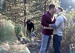 Big dick gay foursome and cumshot