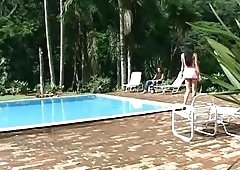 Poolside hardcore with a skilful tranny