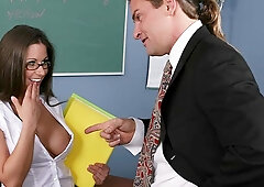 Fake-boobed chick Rachel RoXXX screwed in the doggy style