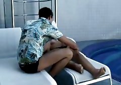 Crazy fucking with tranny by pool