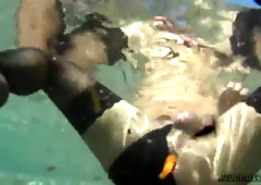 dark-hued tights and assfucking beads in the river