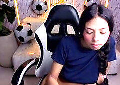 Brunette Teases in Gamer Chair