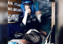 Crossdresser Samantha blowing clouds