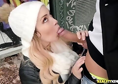 Bubble Butt Young Blonde Sucks Dick And Fucks Outdoors With Alberto Blanco And Paola Guerra