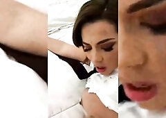 Breasty Latin chick college ally with a large butt screwed in couch
