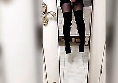 Crossdresser Emo Meow Masturbating in 11cm boots POV