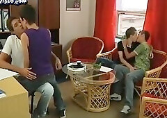 Bb four twinks office fuck whit big dicks blowjobs handjobs and eat cum