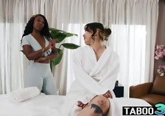 Lesbian ebony mommy massaged an asian OBESE