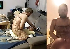 Gay femboy, male sex toys, fishnet fuck