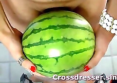 Lana CD fucks a watermelon 2