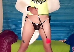 Sequence 1 crimson top tights ,,black thong lubricant sesh