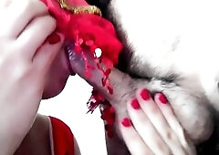 CUM EXTRACTION by HARD SUCTION and a SLOPPY ORAL JOB. Wild Wife doing a Role Play Porn.