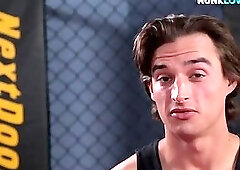 Sixpack inked jock solo masturbates on sunbed outdoors