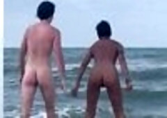 2 Trans Chaps Making Out & Playing Around on a Bare Beach