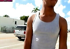 Black stud fucked by white jock outdoor till cumshot