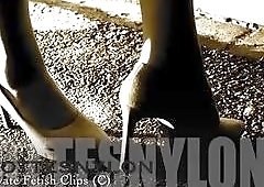 Femdom mistress cock teases sub slave with her feet BDSM