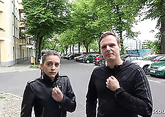 GERMAN SCOUT - SKINNY TEEN CHEAT BOYFRIEND FOR CASH IN REAL PUBLIC CASTING WITH BUTT FUCK