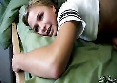 Kasia plays with herself on the bed, she squeels and moans. shes such a cutie.