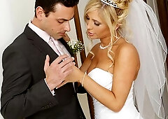 Awesome blonde bride with big boobs Tasha Reign fucked from behind