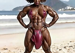 AI TGirl Marissa Massiva dances on Copacabana beach! -redefine realistic