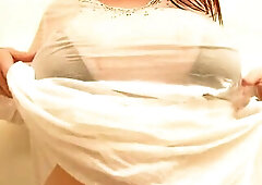 Ria likes playing with her biggest titties each chance this babe gets