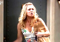 Naughty blonde honey, Kaley Cuoco looks hot while not wearing a bra under her shirt