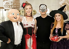 Two gorgeous hotties Haley Reed and Penny Pax are enjoying dick-sucking