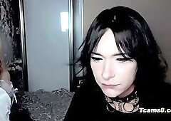 Goth Femboy Fingers Emo Babe’s Tight Pussy
