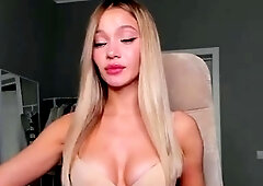 Glamour babe with big boobs masturbates in lingerie