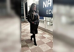 Refueling gasoline in latex doll